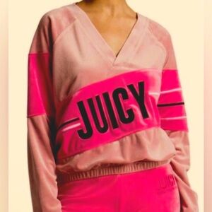 Juicy Couture velour V-neck sweatshirt or sweater w/logo great condition Small